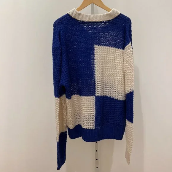 Mr. Saturday Open Knit Blue And White Sweater - Picture 2 of 2